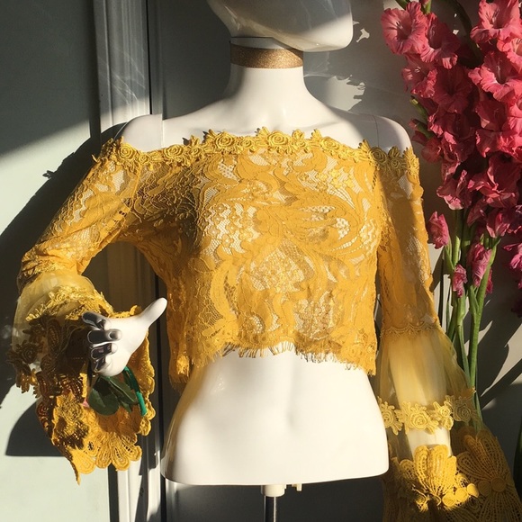 Tops - Bell Sleeve Top Boho Glam Yellow NWT Sizes S and M